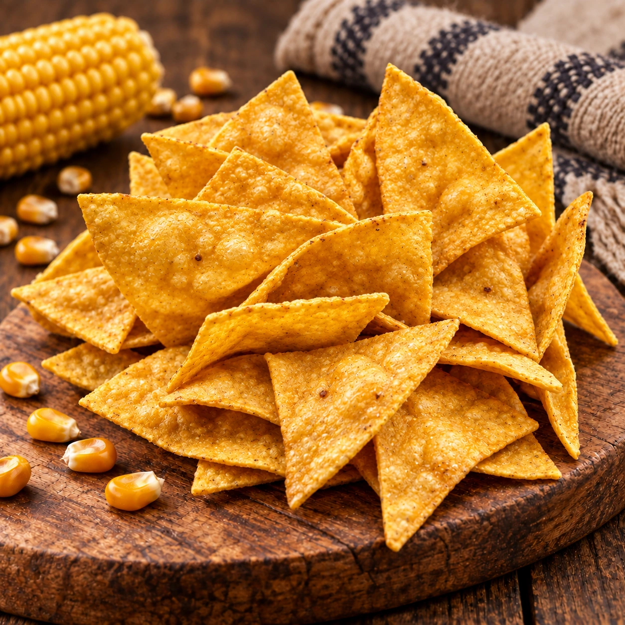 Totopos Artesanos Premium Snack — Auténticos totopos de maíz fritos artesanalmente. Crujiente inigualable para nachos y chilaquiles.
