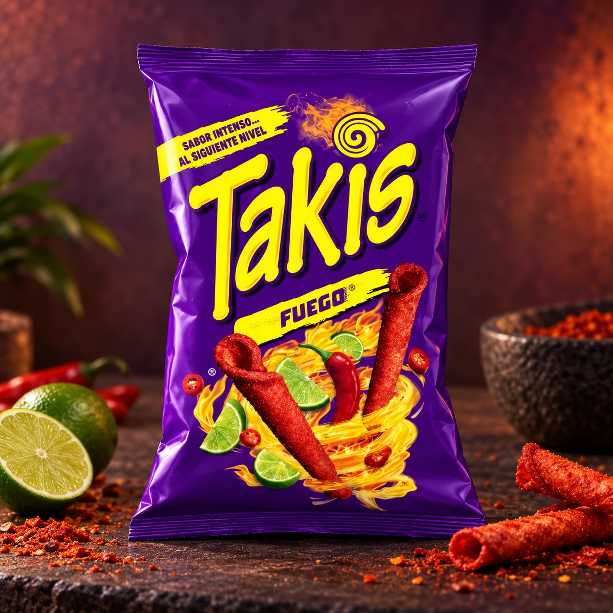 Takis Fuego Mexicanos — La variante más buscada. El snack picante definitivo con sabor a chile y lima. Donde comprar Takis auténticos en España.