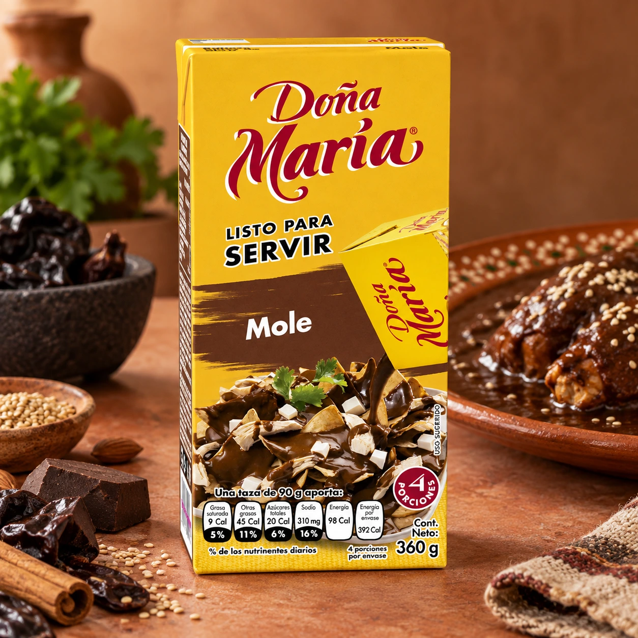 Pasta de Mole Poblano Tradicional — Mole poblano en España: pasta tradicional con más de 20 ingredientes. Solo añade caldo.
