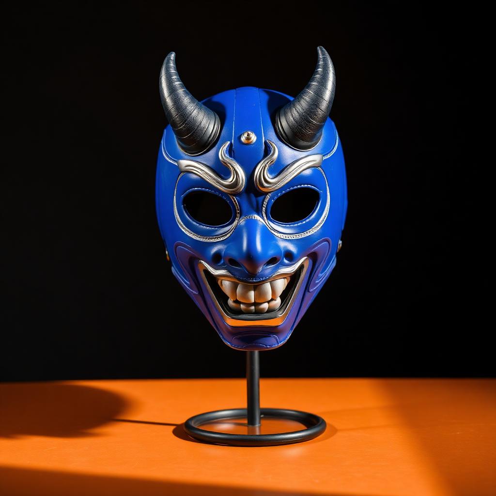 Máscara de Lucha Libre Profesional - Blue Demon — Máscara de Blue Demon, el enmascarado azul. Réplica profesional para decoración o colección.