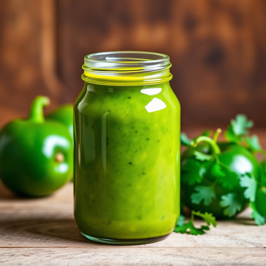 Salsa Verde de Tomatillo Tradicional — Salsa mexicana en Barcelona elaborada con tomatillo verde, cilantro y serrano. Fresca y vibrante.