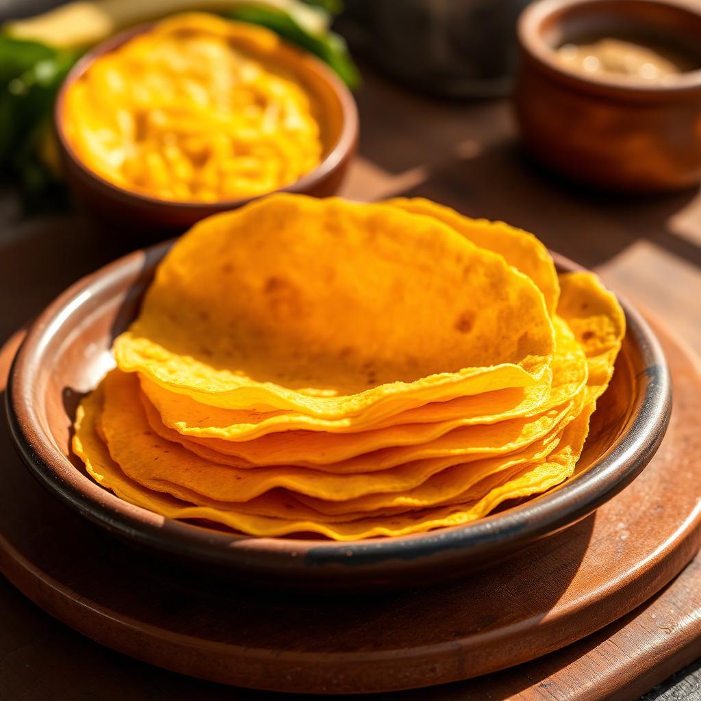 Tortilla de Maíz Amarillo Criollo (12 cm) — Maíz amarillo criollo, dulzor natural y color dorado intenso. Nixtamalización real.