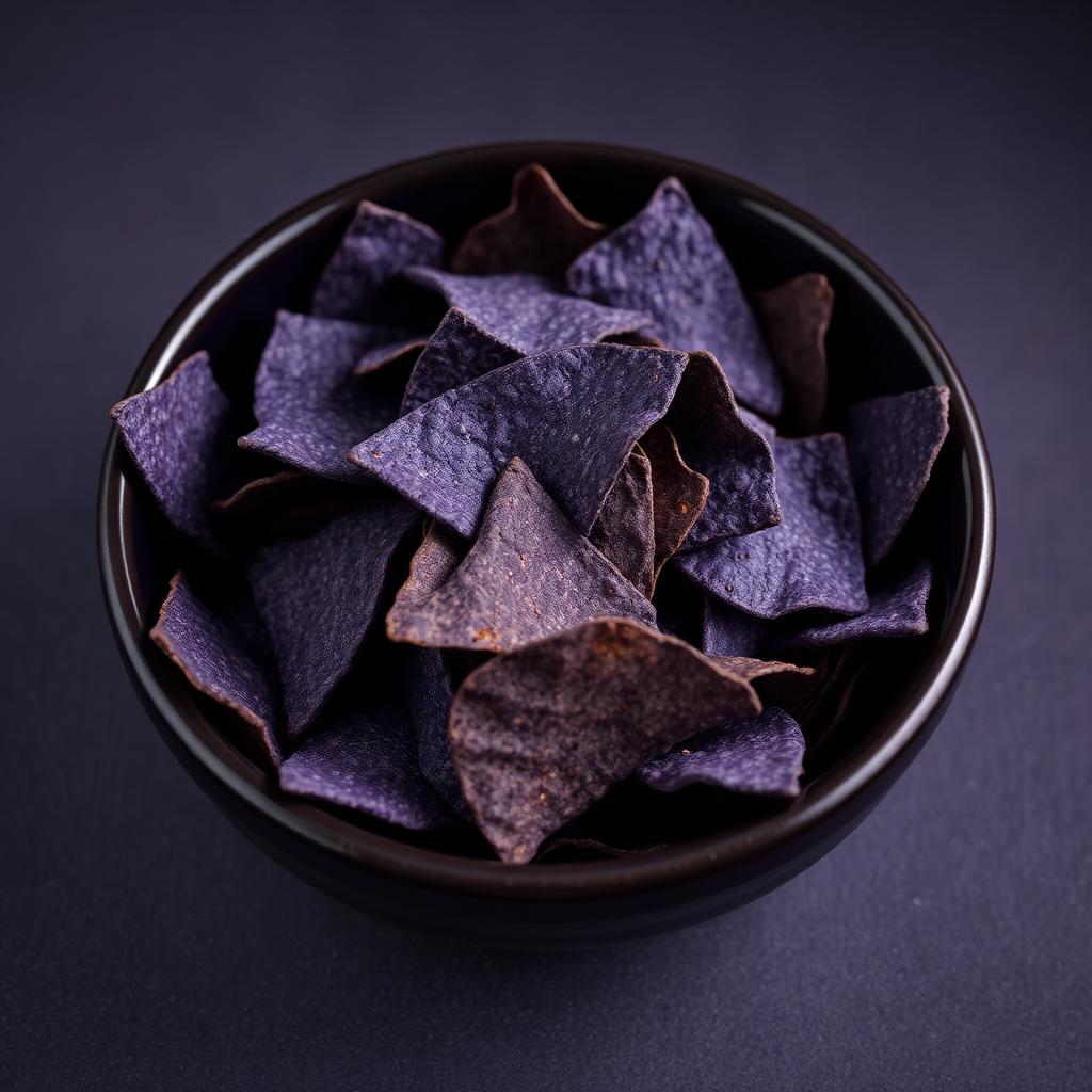 Totopos de Maíz Azul Premium — Totopos azules artesanales, color intenso y sabor profundo. Edición premium.